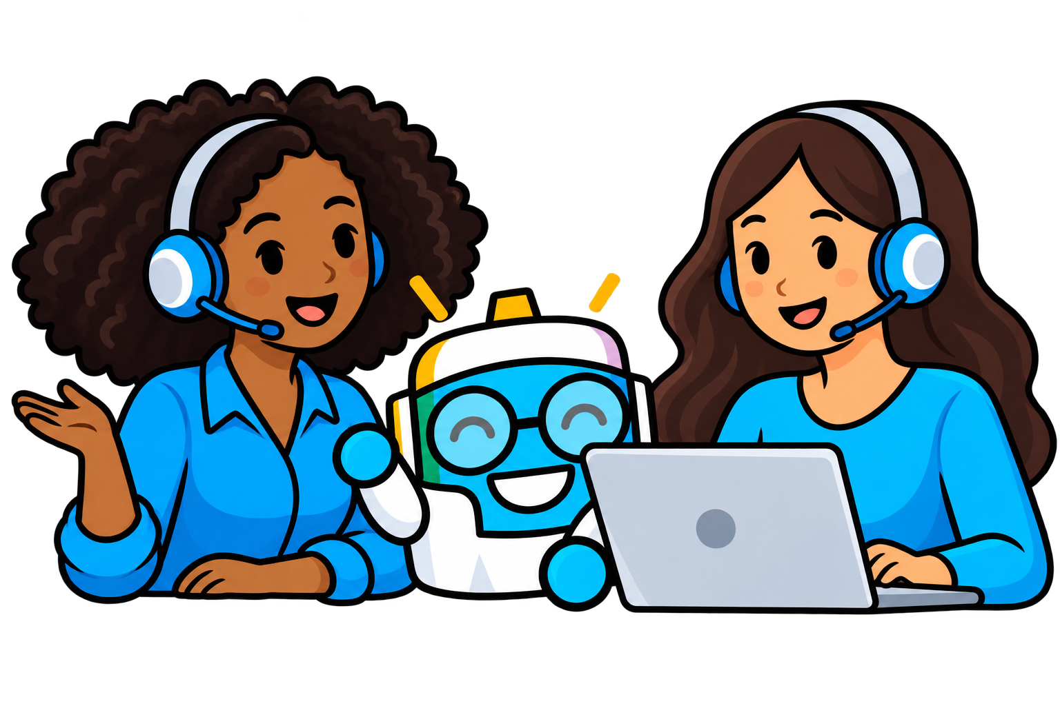 Wizzy with two SmartWiz onboarding and support teammates